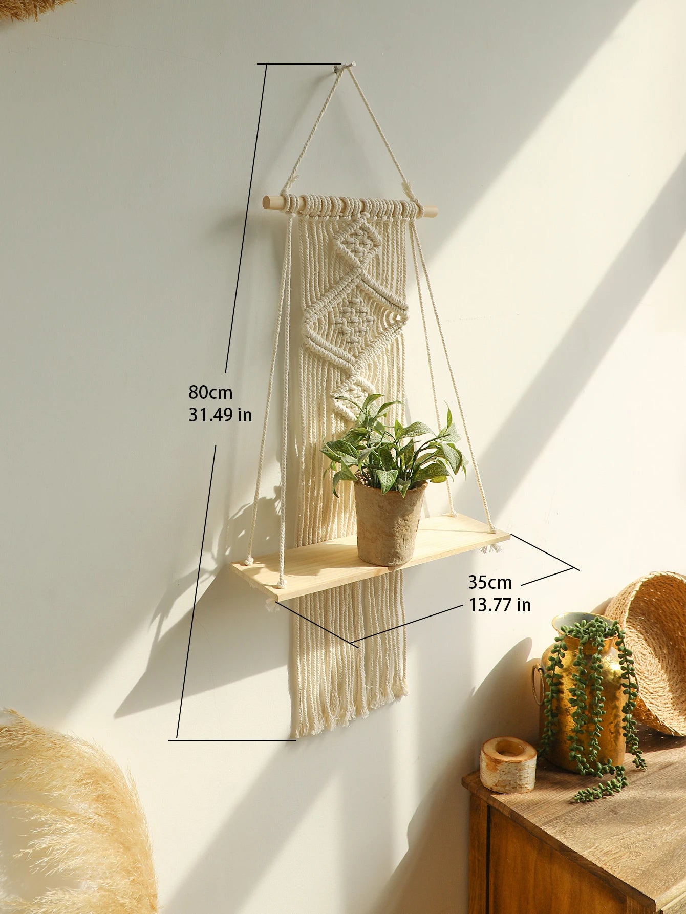 Macrame Hanging Shelf Dimensions